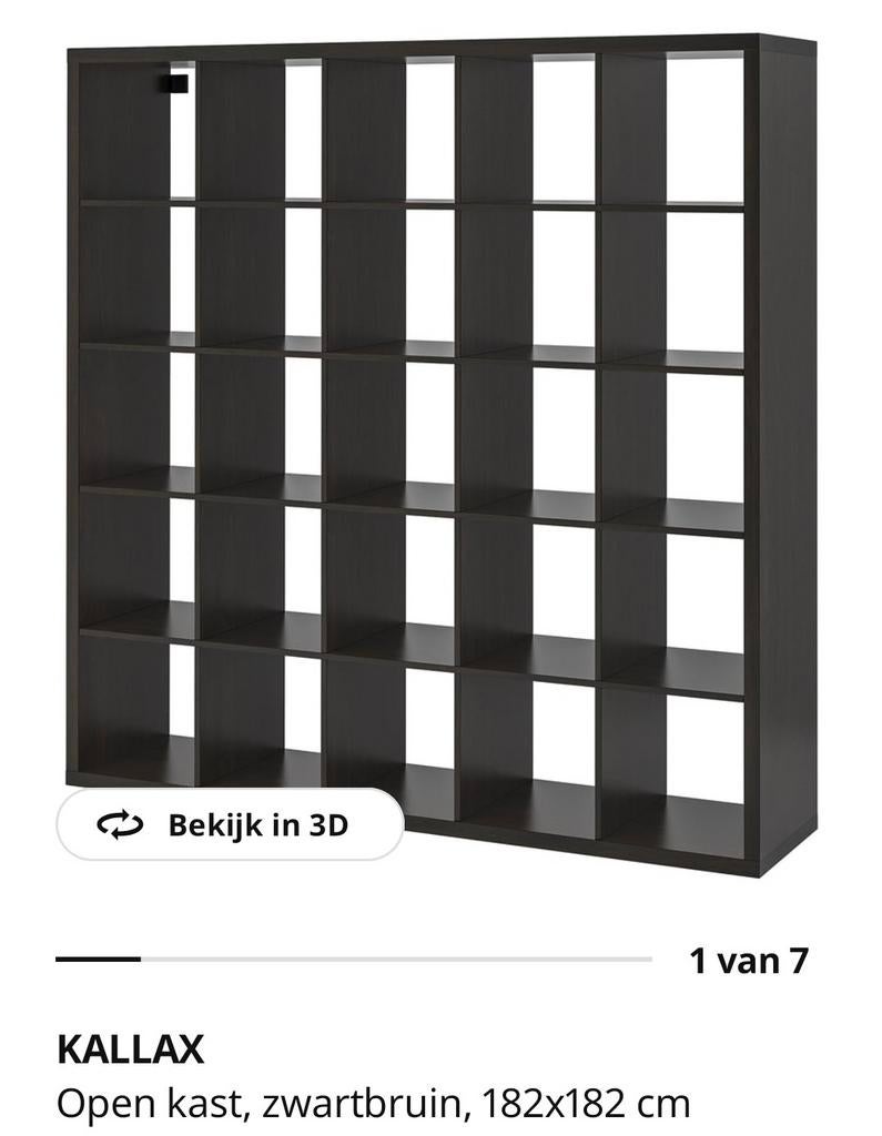 Ikea KALLAX
, zwartbruin, 182x182 zwart/wit - incl. Deuren, Ophalen of Verzenden, Gebruikt