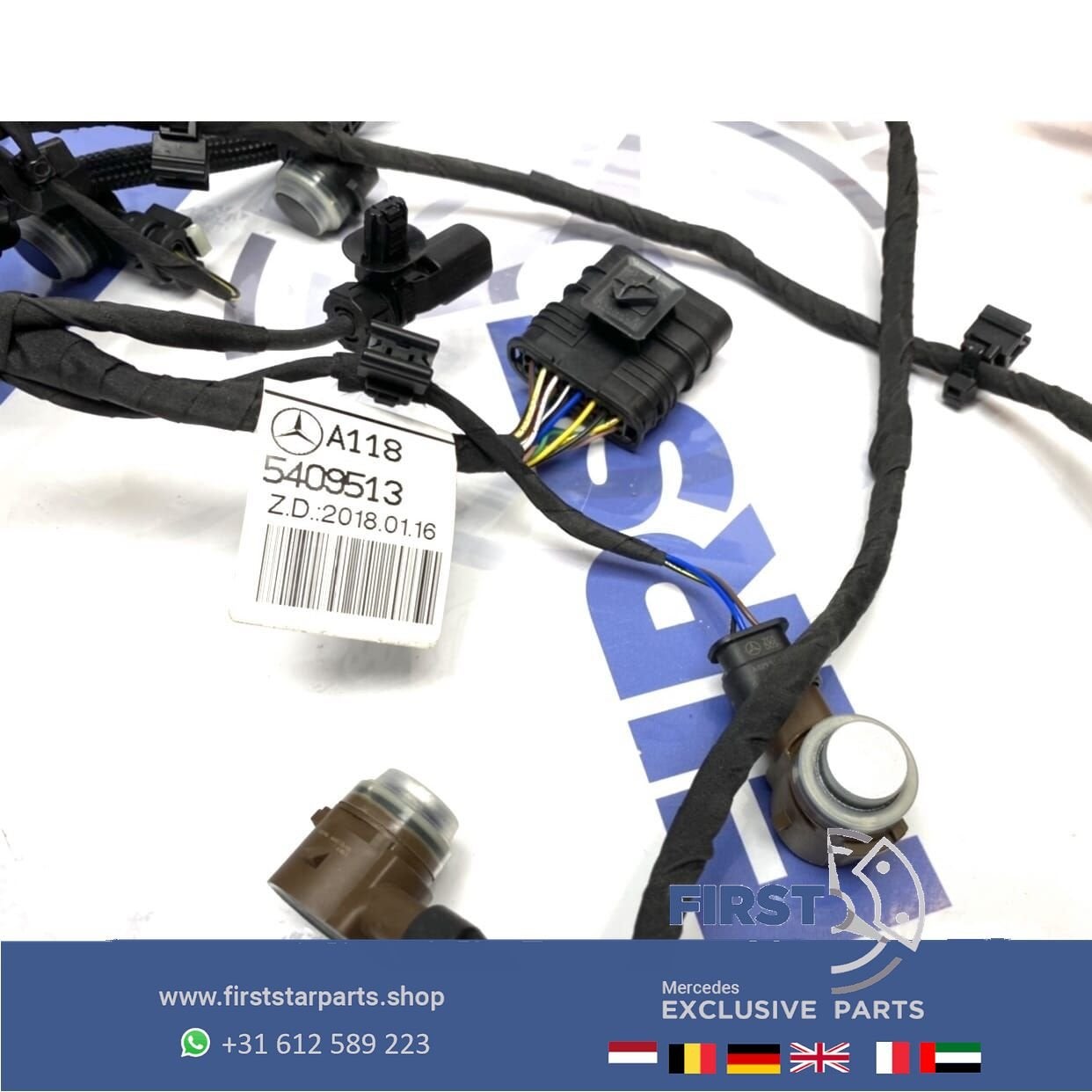 W118 CLA AMG PDC kabel + 6x sensoren set Mercedes voorbumper, Gebruikt, -, Ophalen of Verzenden, -