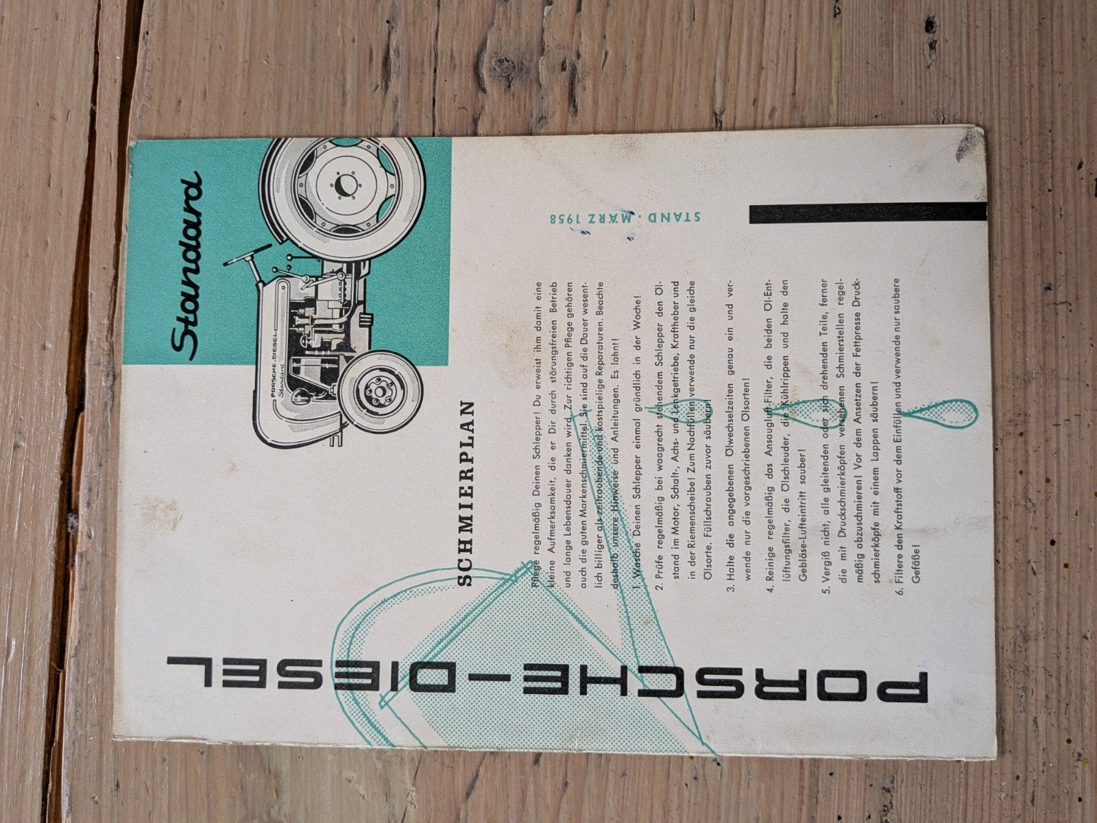 Smeerschema Porsche Diesel Standard tractor, Ophalen of Verzenden