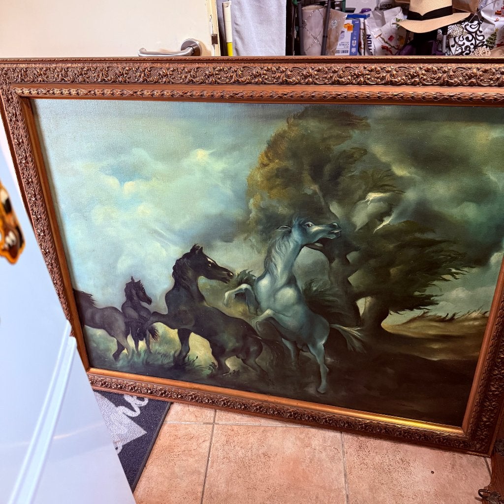 Grote schilderij met de paarden, Ophalen, Paneel, Ingelijst, Dieren