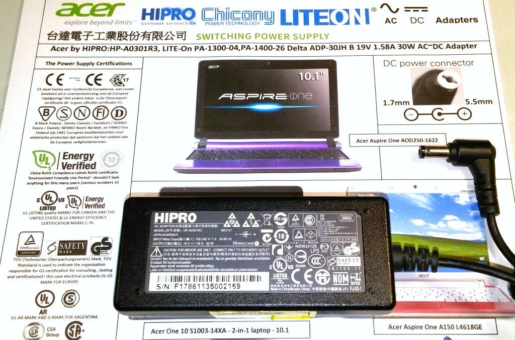 Acer HP-A0301R3 19V 1.58A 30W Adapter Oplader ADP-30JH 1.7mm, Ophalen of Verzenden, Zo goed als nieuw, Acer