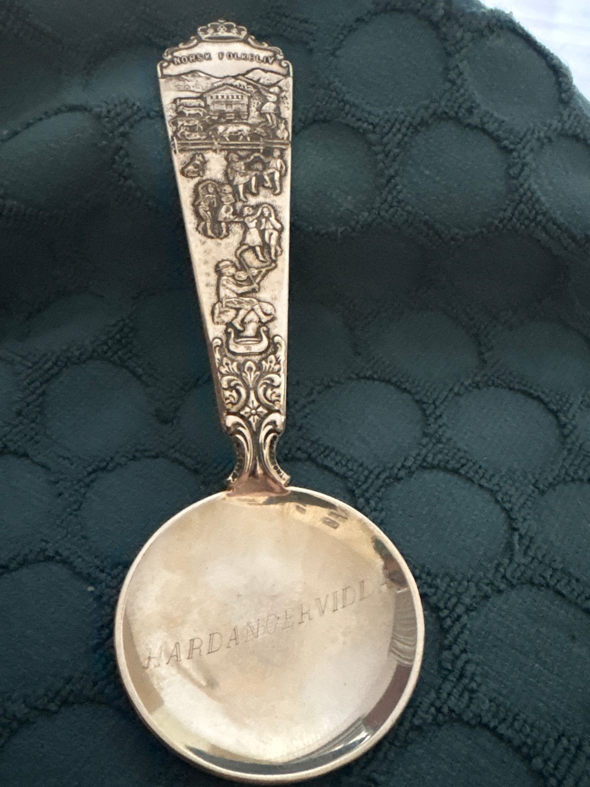 Vintage Noorse Folklore Suiker-/Jamlepel (Heiberg & Sønner), Ophalen of Verzenden