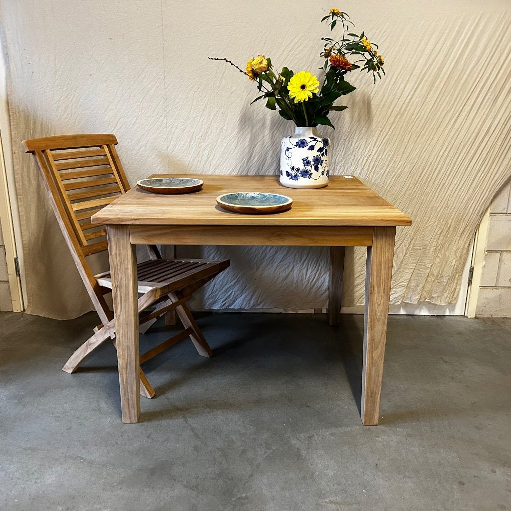 teakhouten eettafel - 100 x 100 cm – Gratis bezorgd, TTM Wonen, Meubels – (Perzische) Tapijten en Woonaccessoires, 50 tot 100 cm