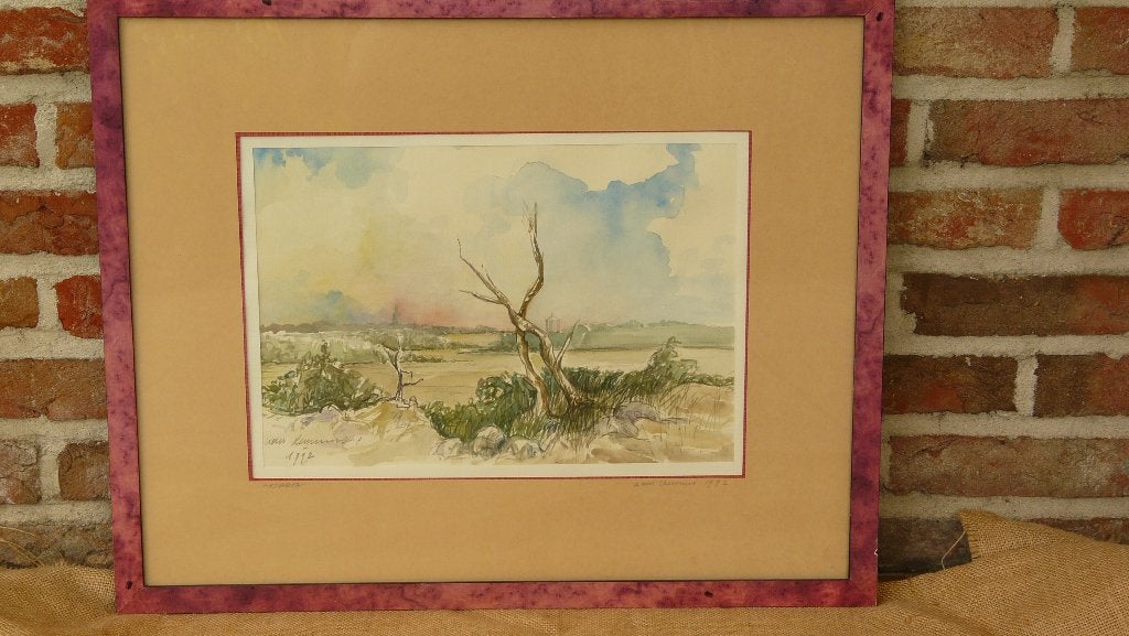 Koen Lemmens (werkzaam Lommel B.) : "Arcadia" - aquarel 1992, Ophalen of Verzenden