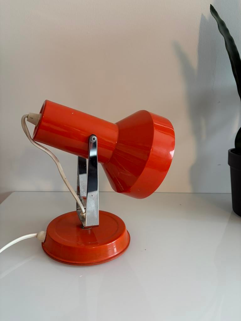 Vintage retro oranje wandlamp, Ophalen of Verzenden, Gebruikt, Metaal