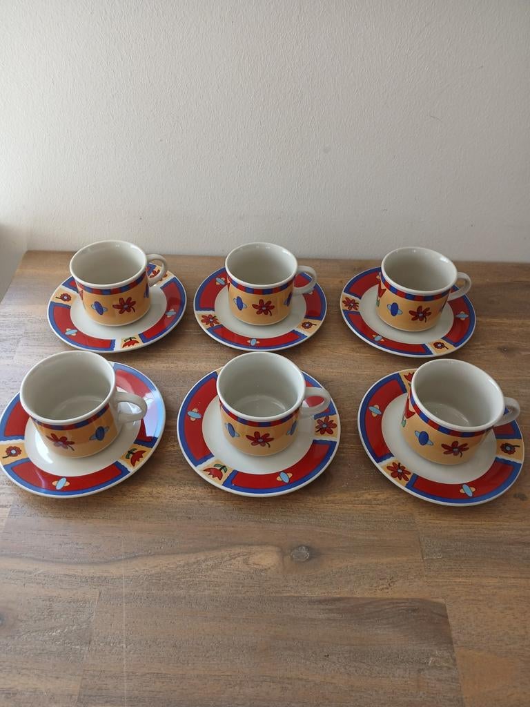 Vintage Wellco design koffie kopjes Memphis-stijl, Ophalen of Verzenden