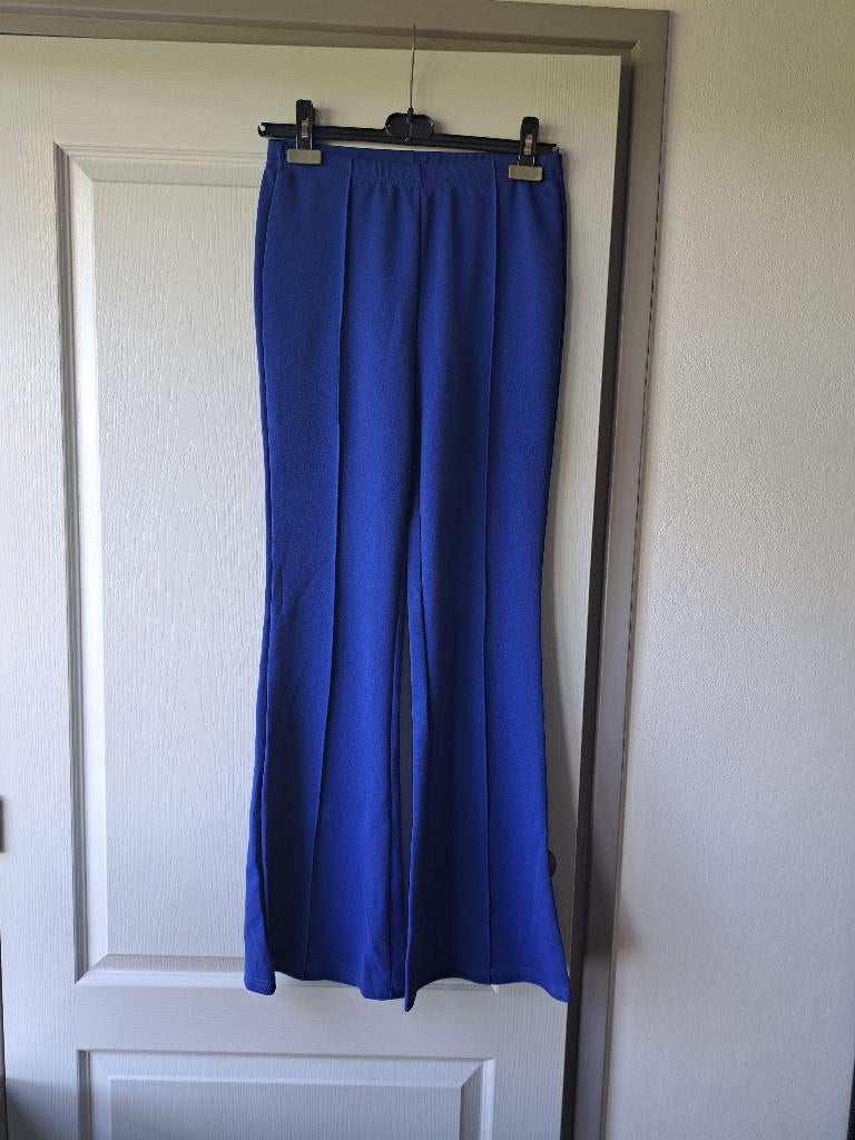 Mooie kobaltblauwe broek met wijde pijpen, maat S., Blauw, Ophalen of Verzenden, Zo goed als nieuw, Maat 36 (S)