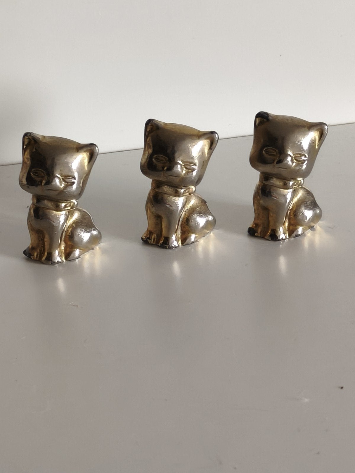 Vintage Massief Messing Kattenbeeldjes (Set van 3), Ophalen of Verzenden, Gebruikt, Dier