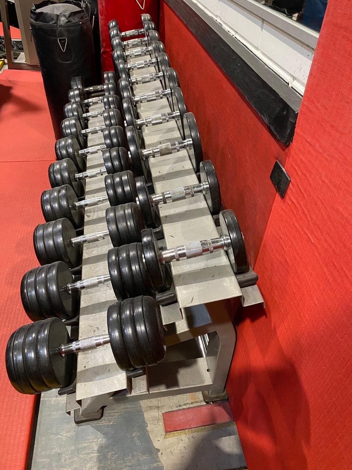 Dumbell set 5lbs tot 50lbs inclusief rack, Sport en Fitness, Ophalen of Verzenden, Zo goed als nieuw, Dumbbell