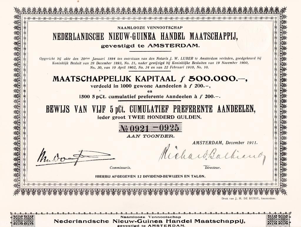 NEDERLANDSCHE NIEUW - GUINEA   MAATSCHAPPIJ  AMSTERDAM  1911, Postzegels en Munten, Ophalen of Verzenden