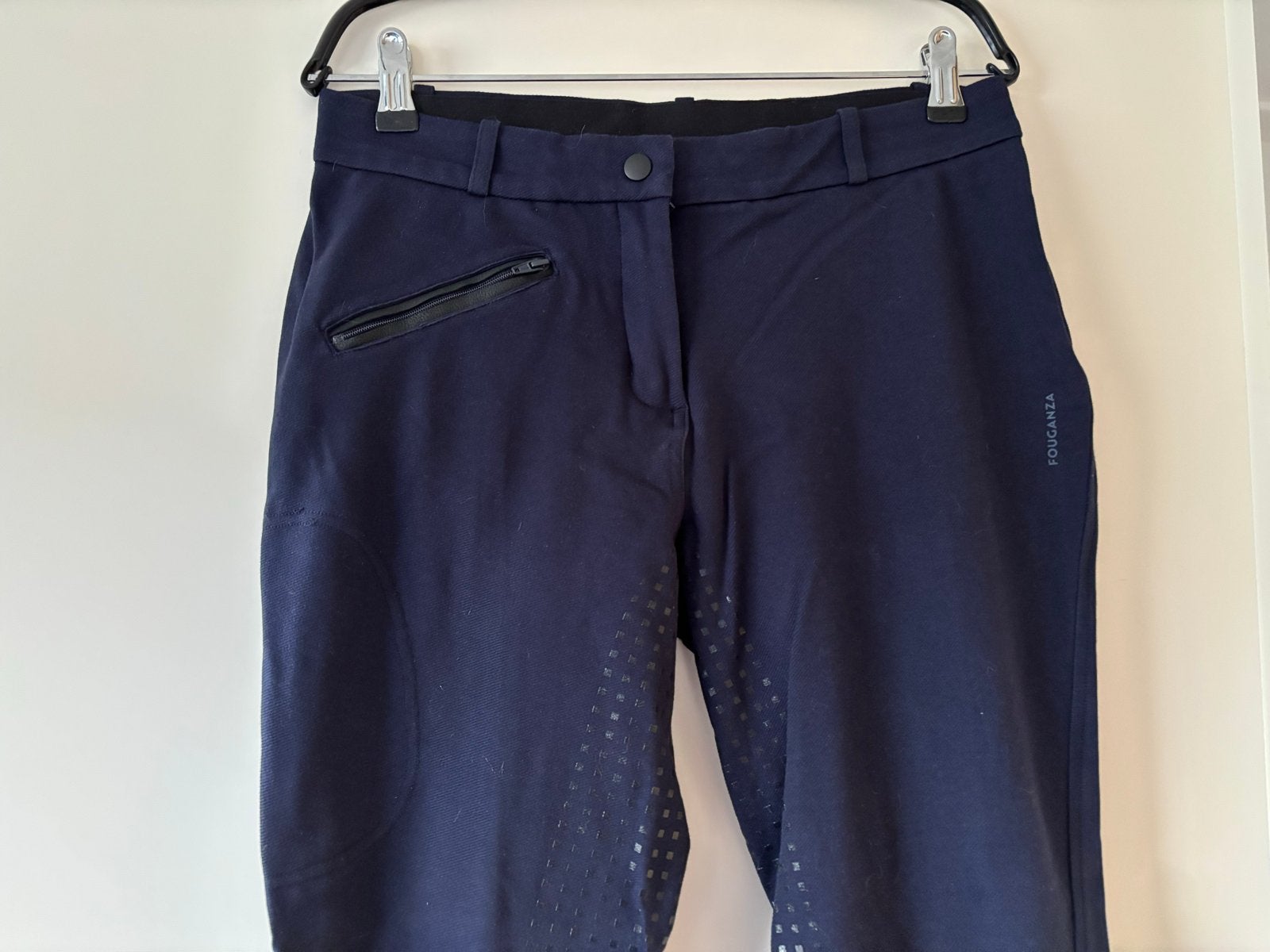 Fouganza rijbroek 500 full grip navy - maat L, Dieren en Toebehoren, Blauw, Ritssluiting, L, Fouganza