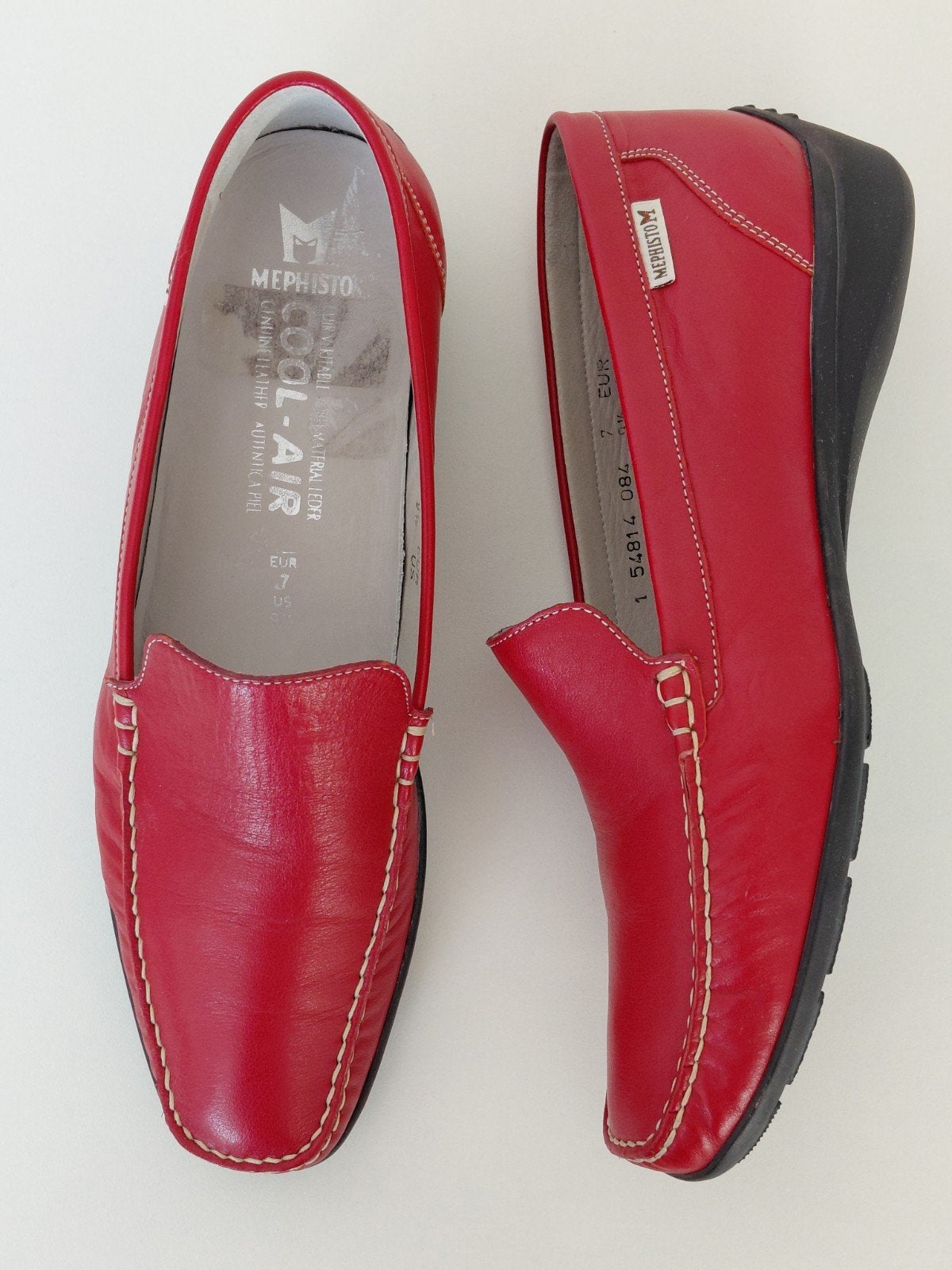 Prachtige rood leren Mephisto loafers 41, Kleding | Dames, Schoenen, Mephisto, Instappers, Ophalen of Verzenden, Zo goed als nieuw