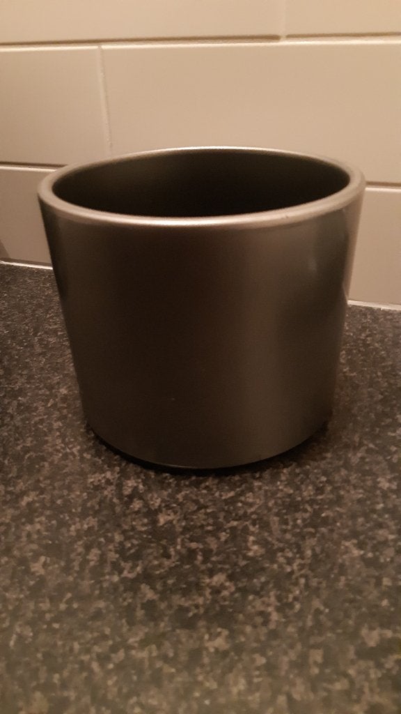 Bloempot donkergrijs, Ophalen, Steen, Gebruikt, Rond