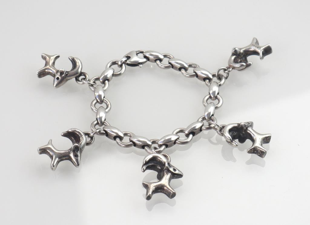 Engelse zilveren armband gemzen, Sieraden, Tassen en Uiterlijk, Antieke sieraden, Ophalen of Verzenden, Zilver, Armband