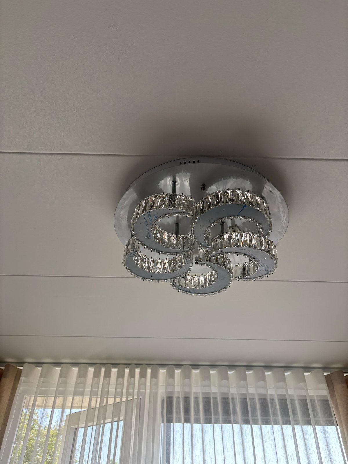 Moderne LED Plafondlamp met Kristallen Design, Ophalen, Minder dan 50 cm, Zo goed als nieuw, Minder dan 25 cm