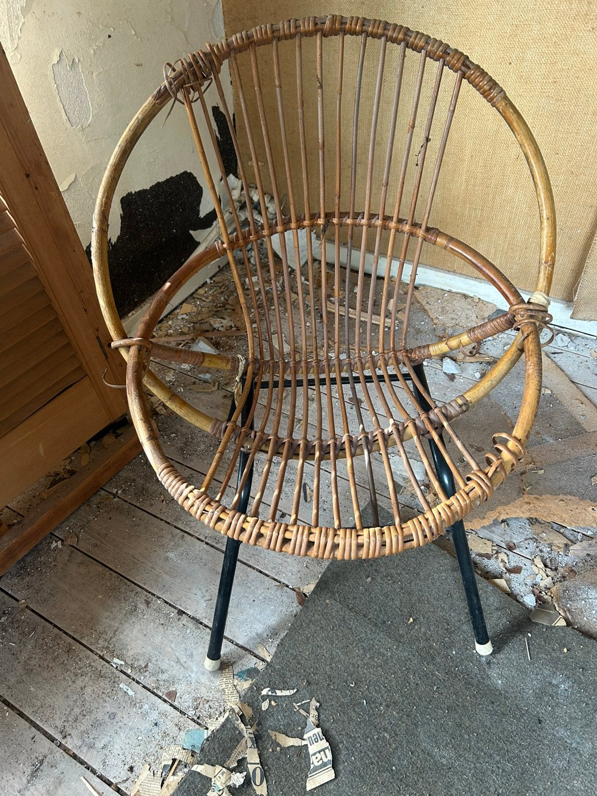Rotan stoel gratis af te halen, Gebruikt, Jaren 60, Bruin, Riet of Rotan