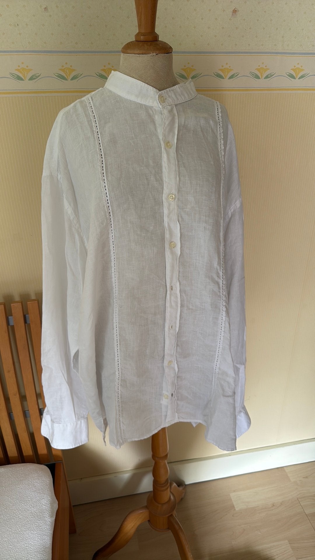 Bamba Adlib Ibiza linnen blouse XL, Ophalen of Verzenden, Zo goed als nieuw, Maat 46/48 (XL) of groter, Wit