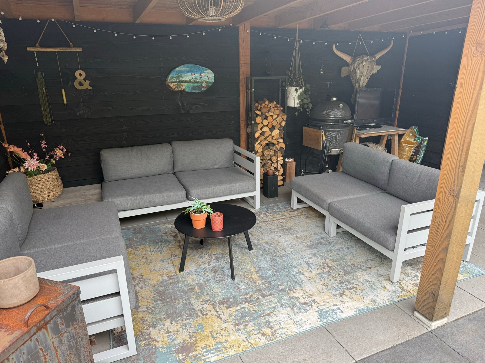 Loungeset - 6 zitplaatsen en verschillende elementen, Tuin en Terras, Ophalen, Gebruikt, 6 zitplaatsen, Aluminium