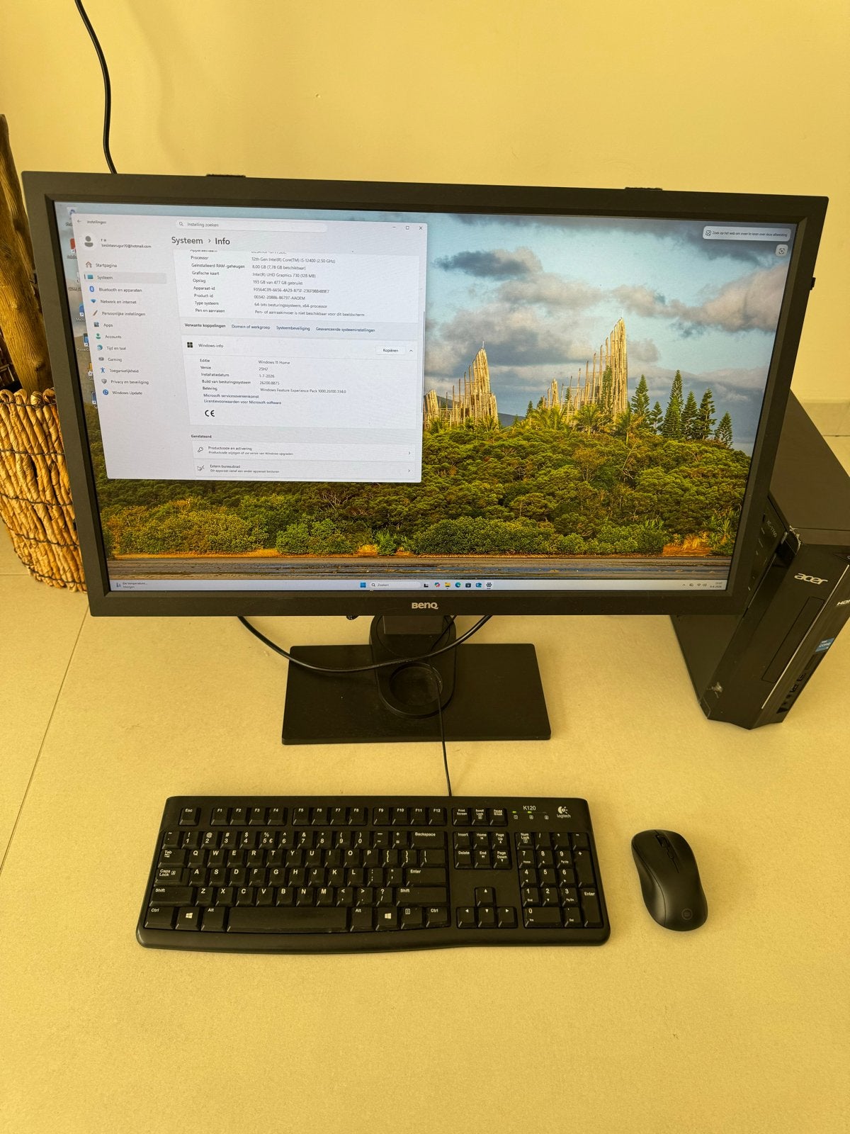 Complete Desktop PC Set: Acer Aspire X, BenQ Monitor, Toetse, Ophalen, 2 tot 3 Ghz, Met monitor, 8 GB