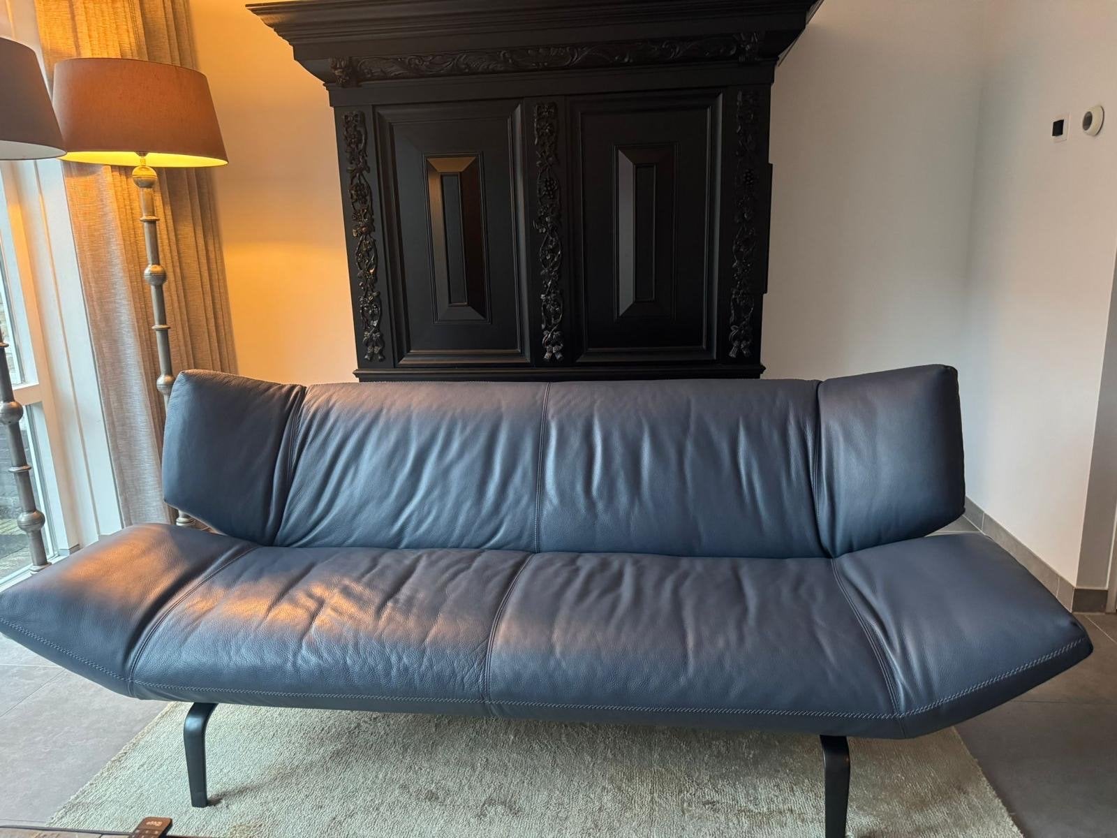 Comfortabele leren bank - 215x60x90 cm, Ophalen, Gebruikt, Minder dan 75 cm, Driepersoons