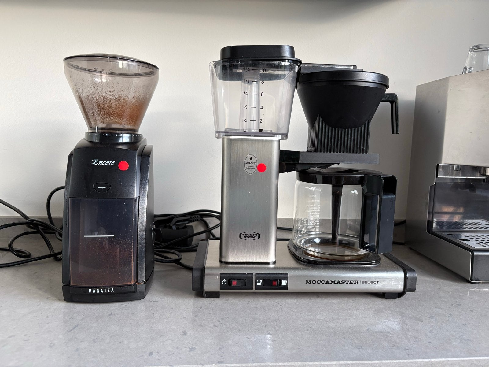 Moccamaster Select en Baratza Encore koffiemolen, Ophalen, Gebruikt, 10 kopjes of meer, Gemalen koffie