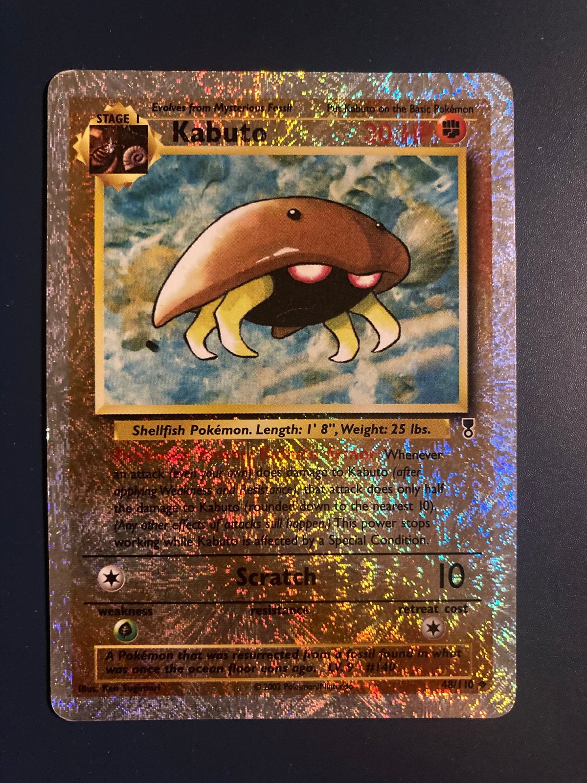 Kabuto reverse holo legendary collection pokemon kaart, Ophalen, Gebruikt, Losse kaart, Foil