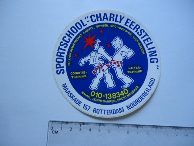 sticker oud Rotterdam EERSTELING kickboksen bodybuilding, Verzamelen, Verzenden, Zo goed als nieuw, Bedrijf of Vereniging