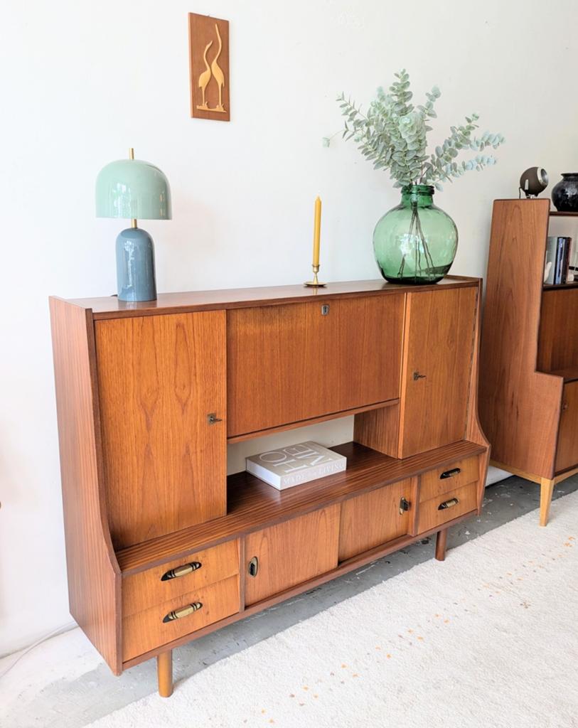 Vintage midcentury highboard dressoir wandmeubel, Ophalen, Gebruikt, ., Firma Verhoeff