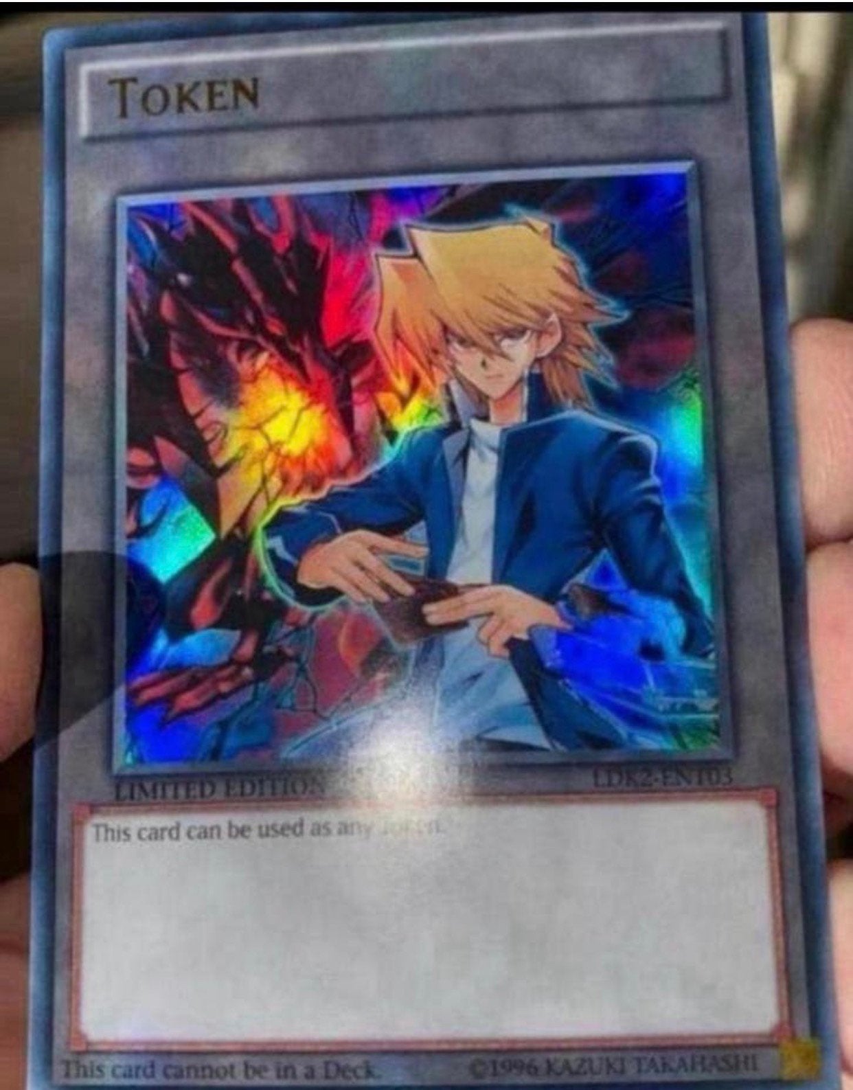 Yu-Gi-Oh! Joey Wheeler & Red eyes Black Dragon Token 1996 !, Hobby en Vrije tijd, Verzamelkaartspellen | Yu-gi-Oh!, Ophalen of Verzenden