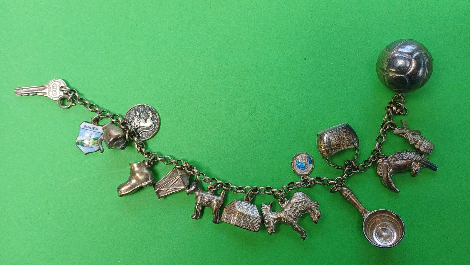 Vintage zilveren bedelarmband jaren 60., Ophalen of Verzenden, Zilver, Armband