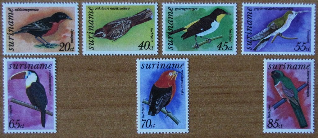 Rep-Suriname 82-88 serie vogels., Postzegels en Munten, Verzenden, Postfris