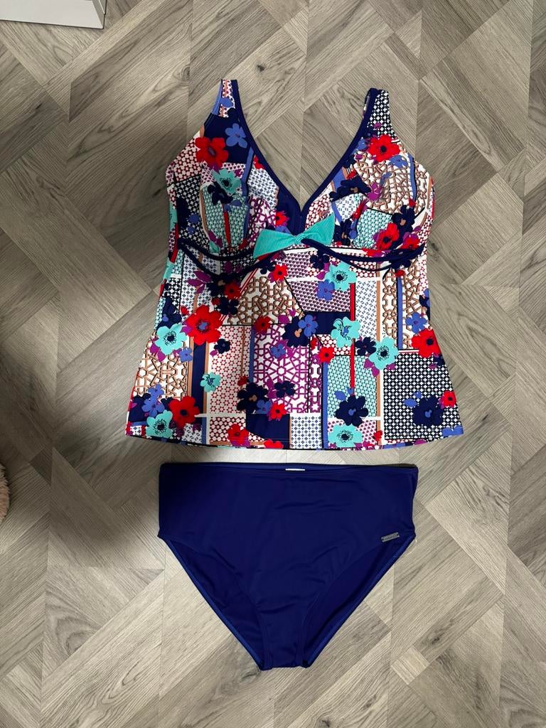 Tankini badpak maat 50 cup E, Kleding | Dames, Grote Maten, Verzenden, Nieuw, Blauw, Lingerie of Zwemkleding