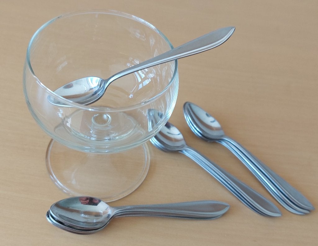 set van 10 advocaat-/-likeurlepeltjes, tijdloos model lepels, Ophalen, Gebruikt, Rvs of Chroom, Los bestek