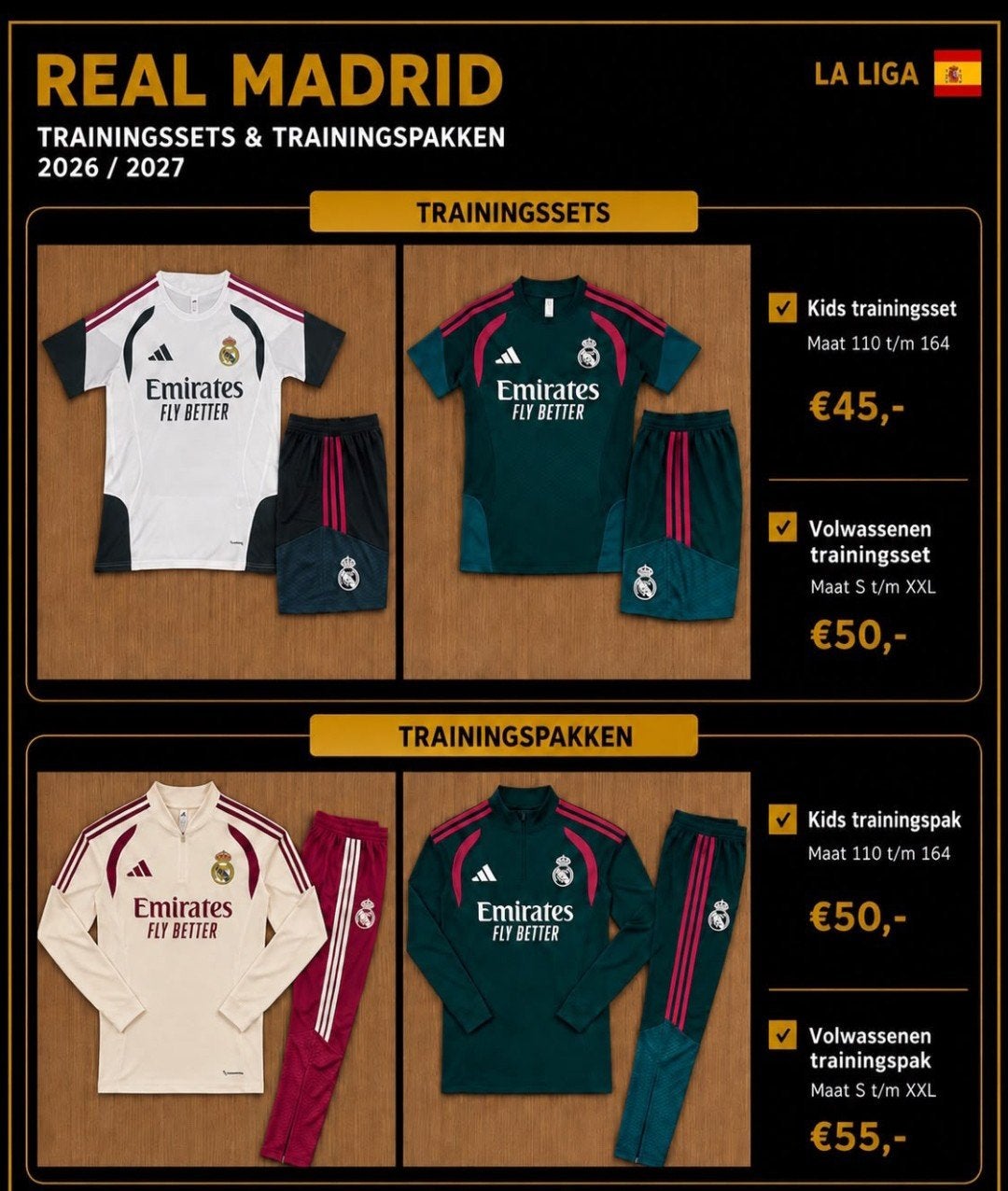 Real Madrid Trainingsset 2026/2027 - Diverse maten, Meerkleurig, Nieuw, Overige maten, Ophalen of Verzenden