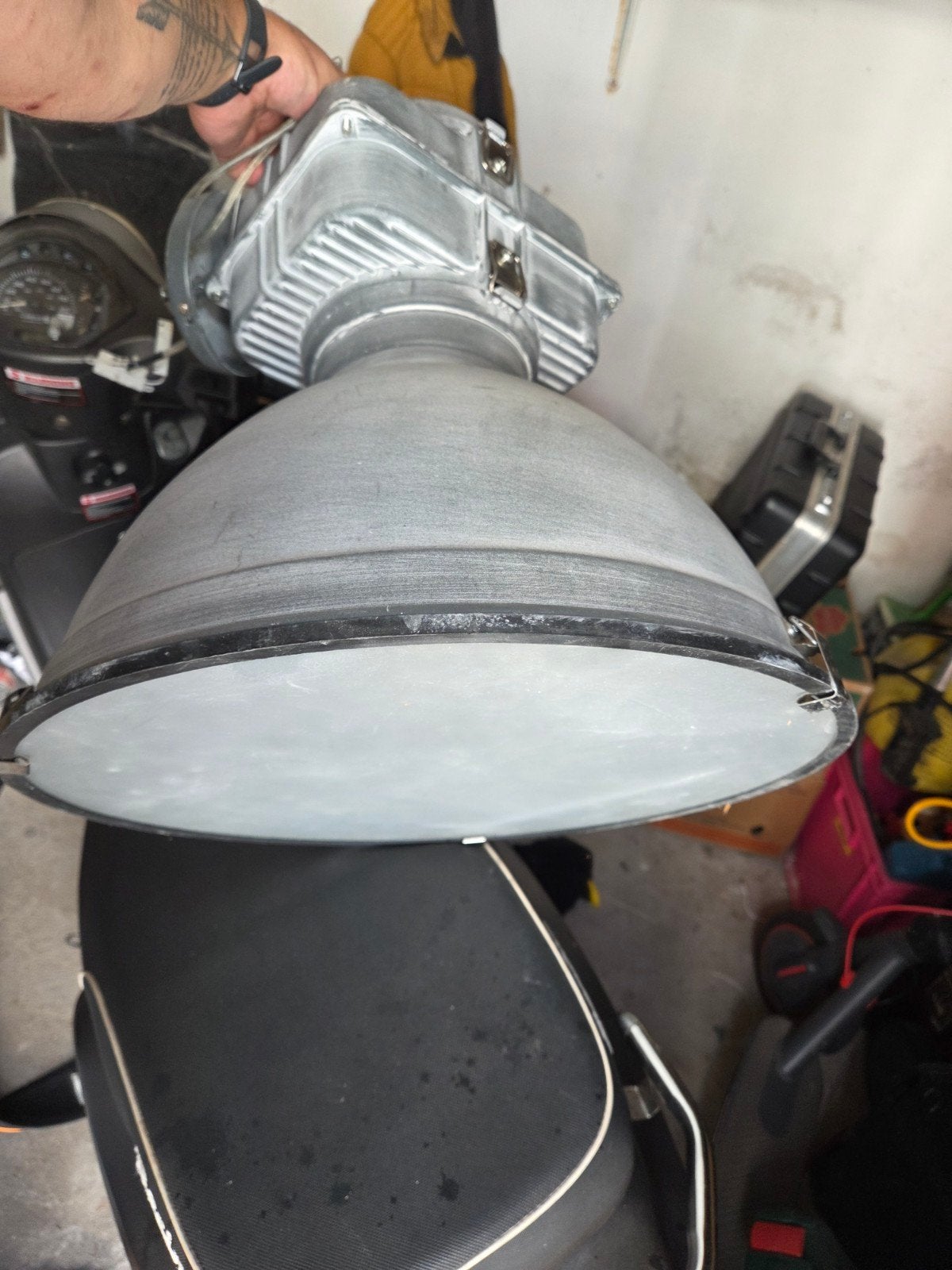 Industriële hanglamp - Grote zilverkleurige lamp, Ophalen of Verzenden