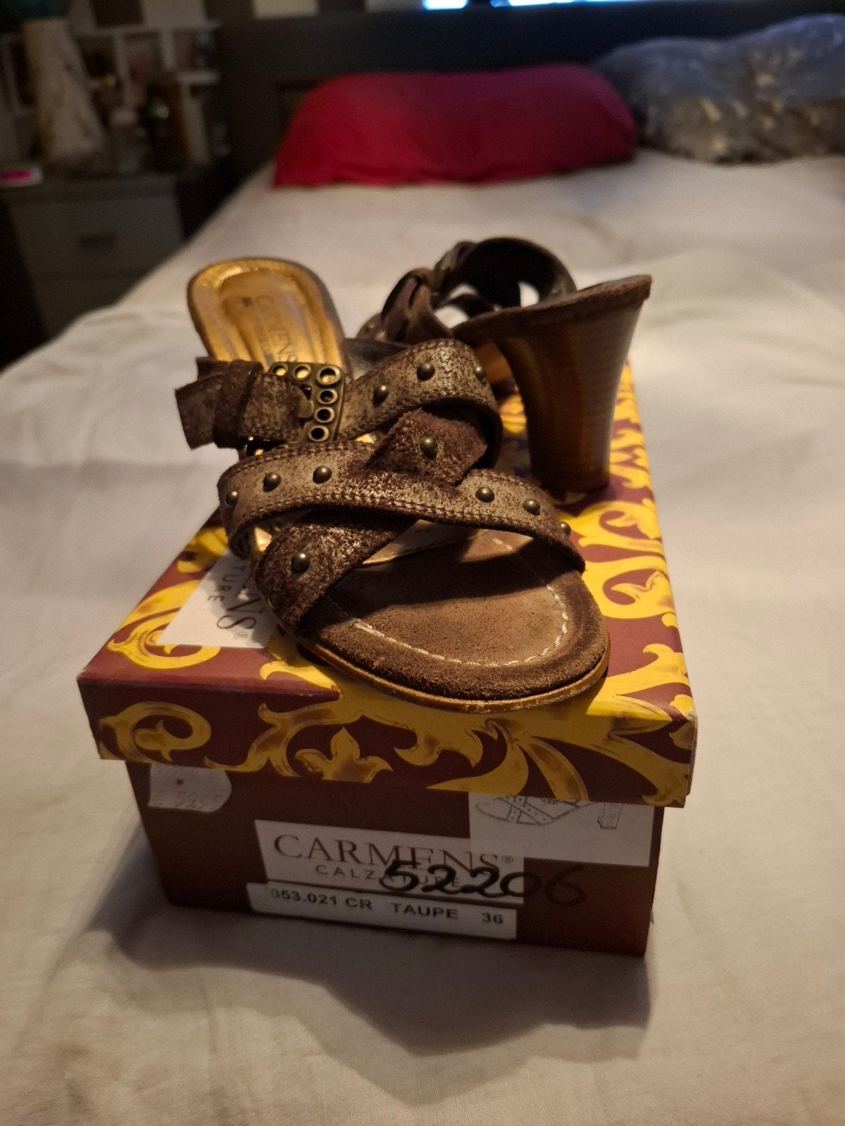 Leren sandalen met hak - Carmens Calzature - Maat 36, Bruin, Carmens Calzature, Gedragen, Sandalen of Muiltjes