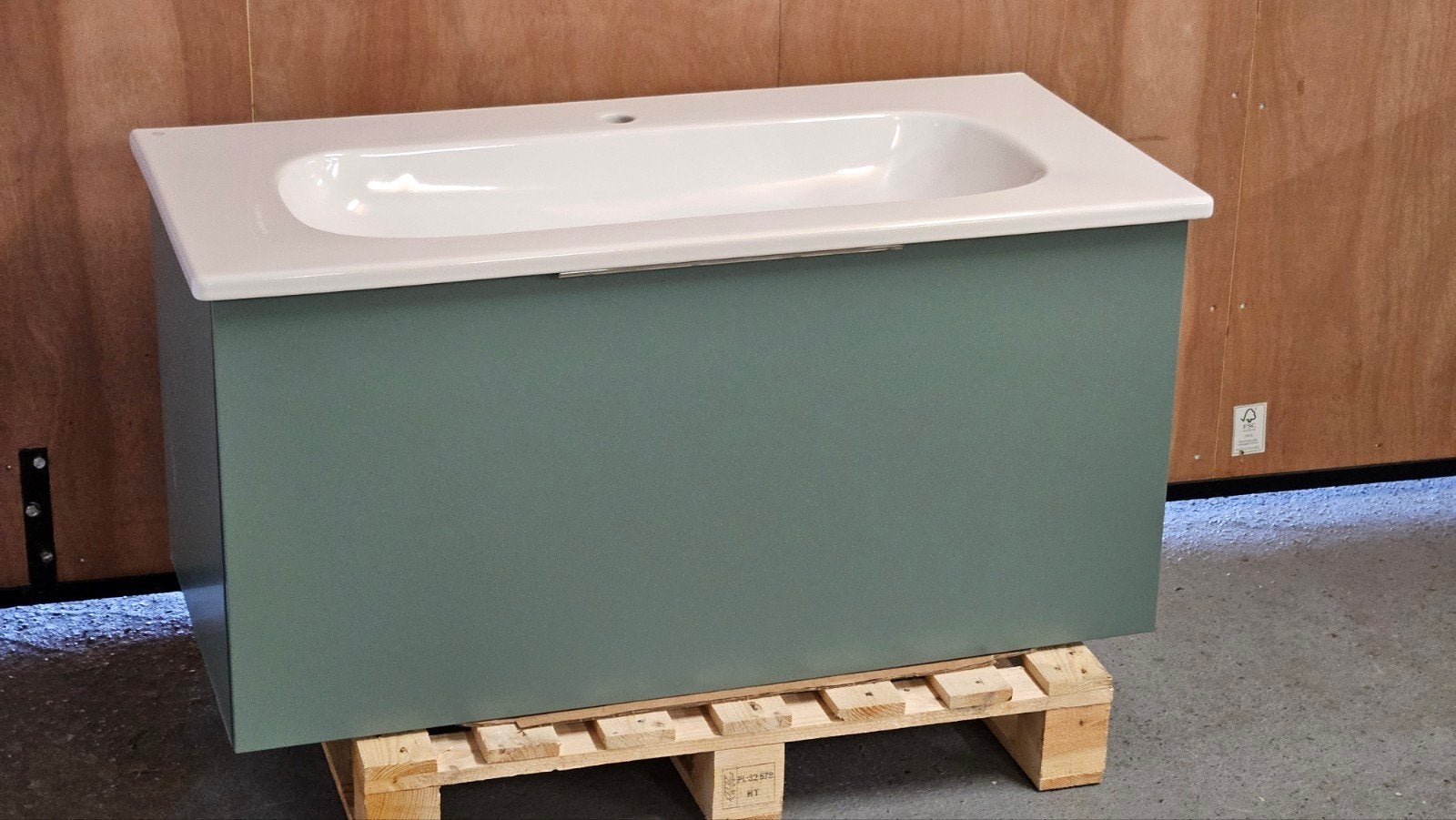 Burgbad 100 cm groen Nieuw met keramische wastafel, Ophalen, Nieuw, 50 tot 100 cm, Minder dan 100 cm