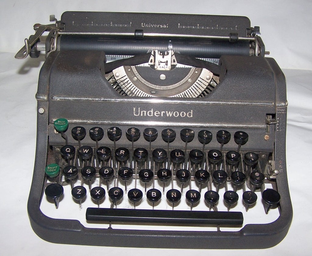 Vintage (1940's) Underwood Universal typemachine met koffer., Antiek en Kunst, Antiek | Kantoor en Zakelijk, Ophalen of Verzenden