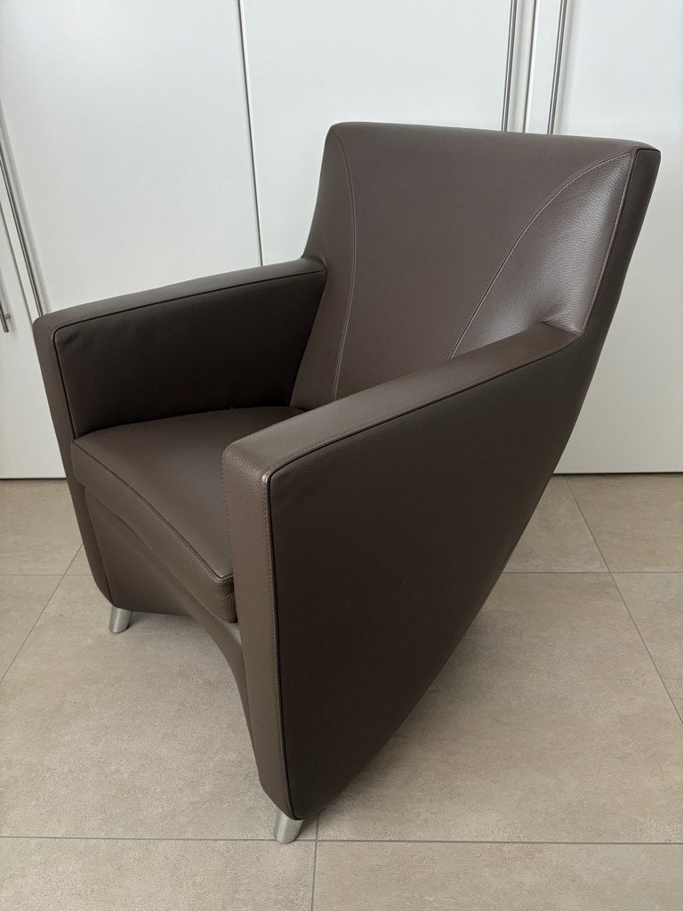 Leolux Dolcinea fauteuil bruin leder Senso 2100 Walnut, Ophalen, Minder dan 75 cm, Leer, Zo goed als nieuw