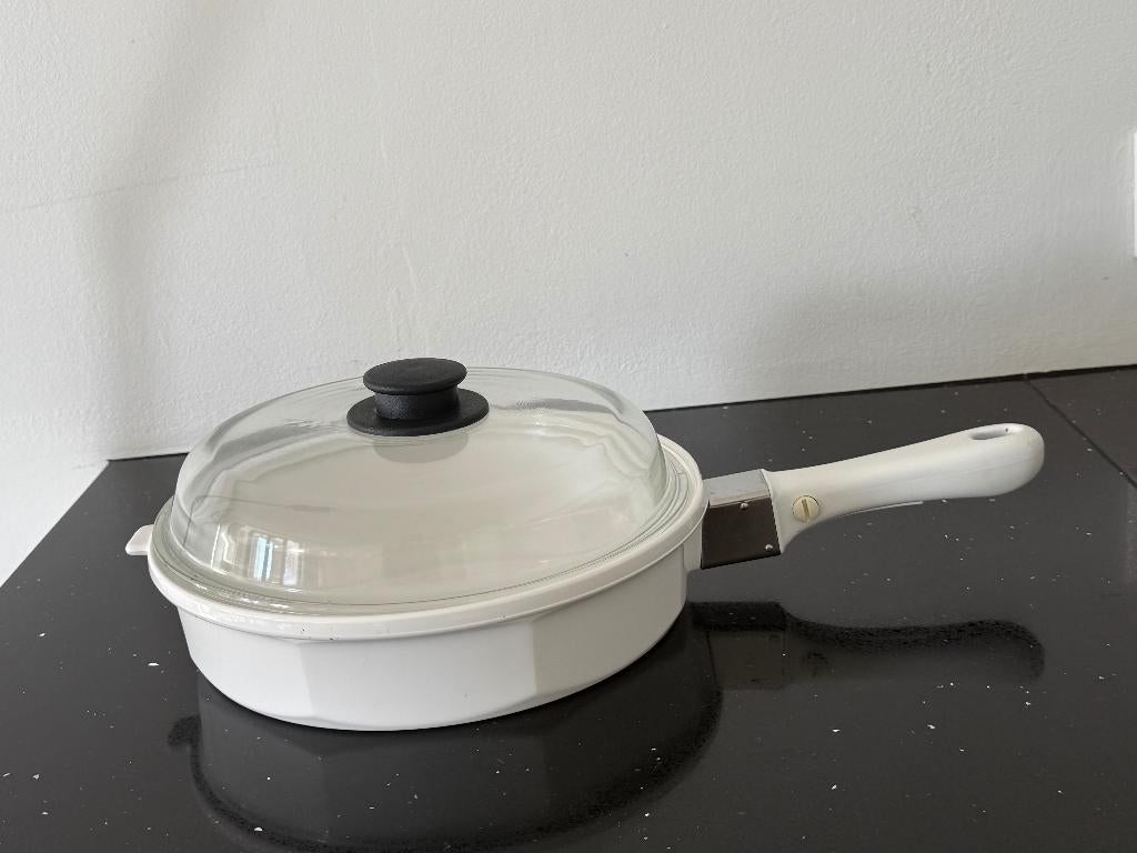 Hapjespan met deksel Arcoflam, Ophalen of Verzenden, Zo goed als nieuw, Aluminium, Koekenpan of Braadpan