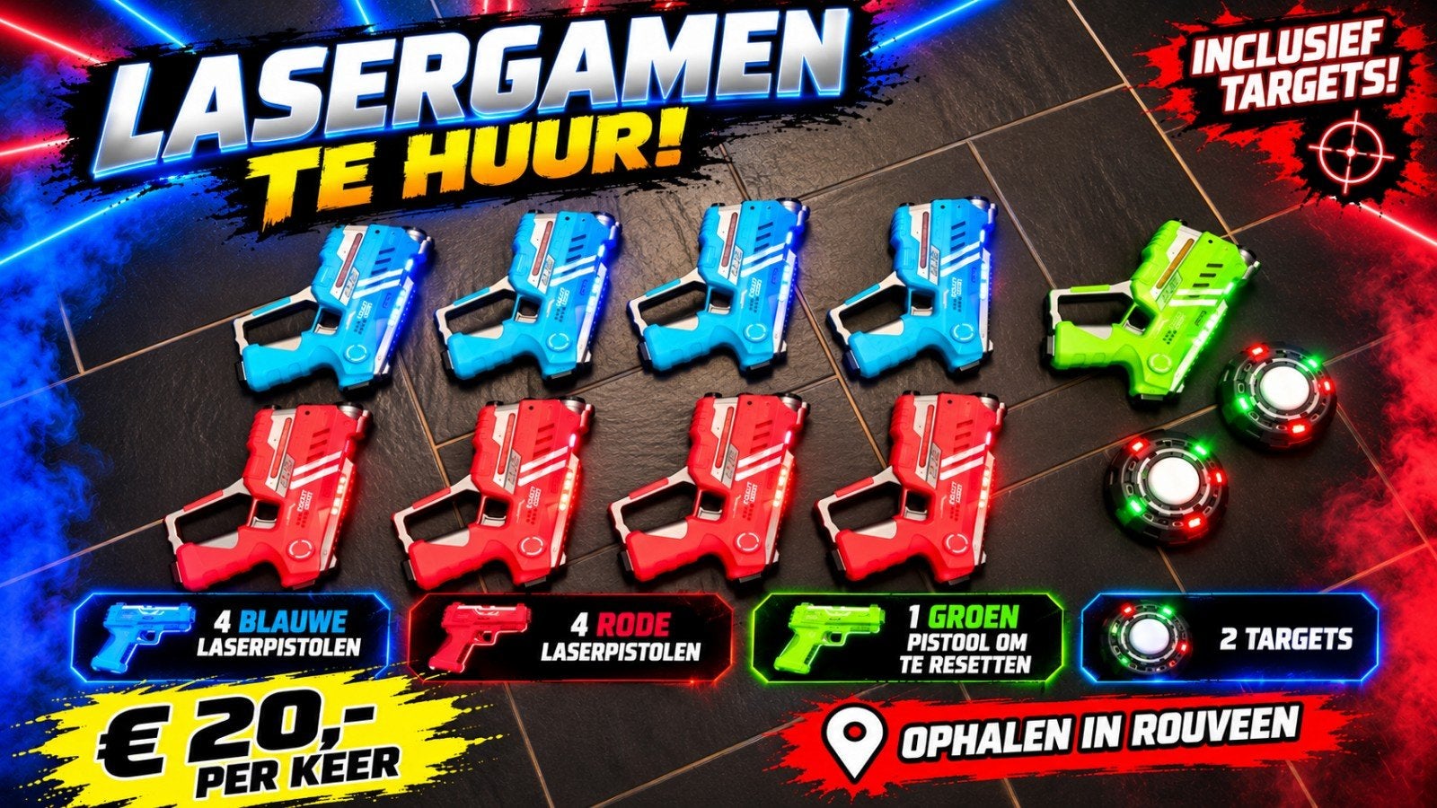 Lasergamen pistolen te huur, Ophalen, Gebruikt