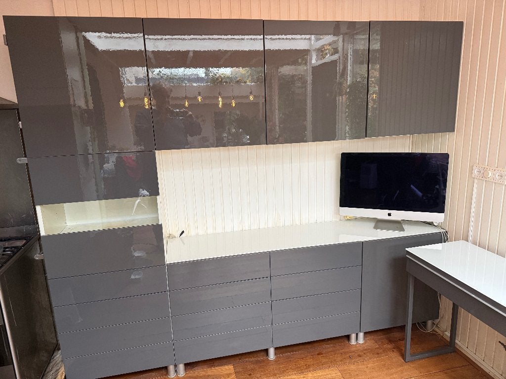 Ikea Method kasten met planken, lades,  bureau, HGlans Grijs, Ophalen, Gebruikt, Met lade(s), Overige houtsoorten