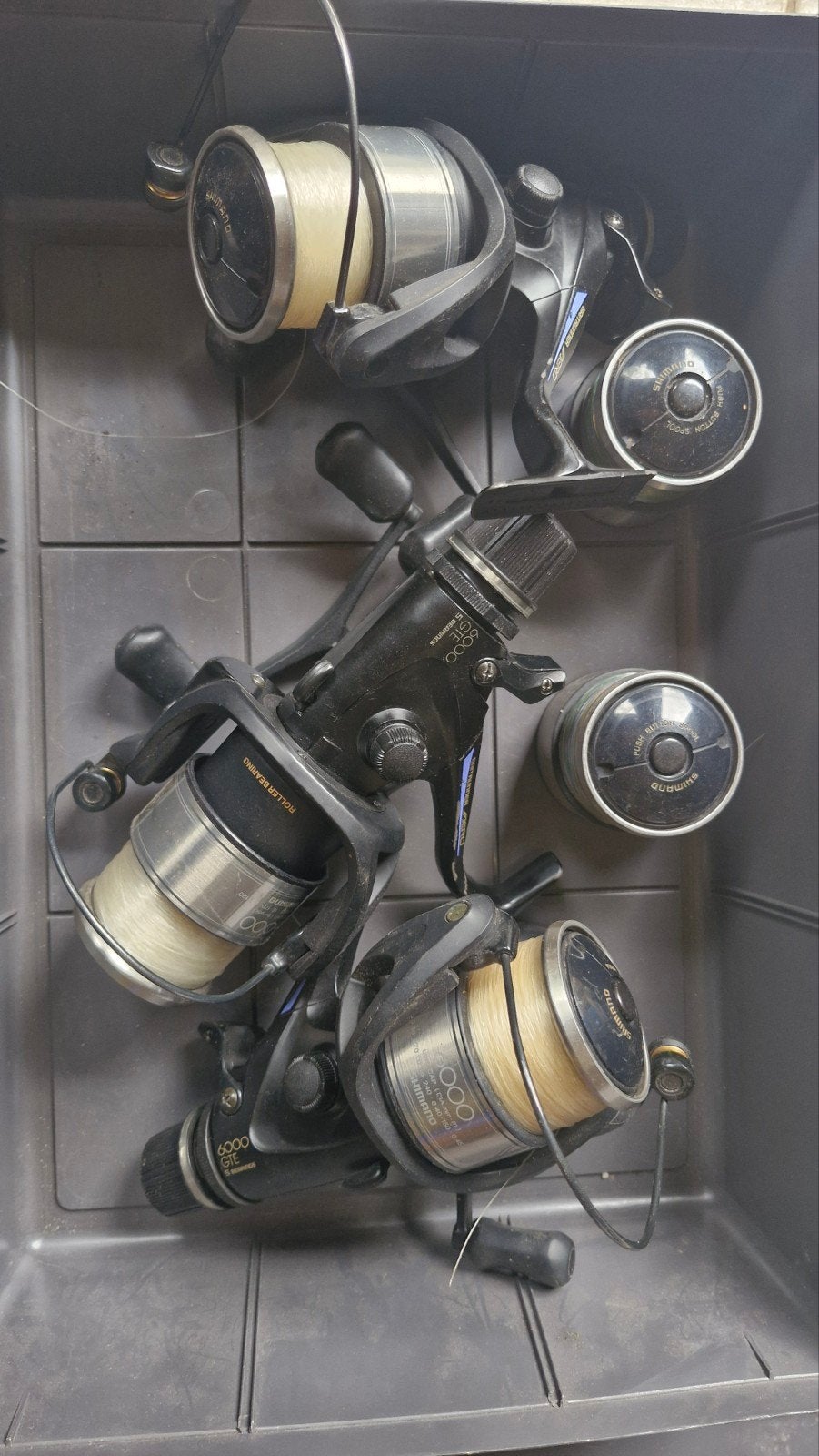 Shimano Baitrunner 6000 GTE Vismolens (set van 3), Ophalen of Verzenden, Gebruikt, Molen