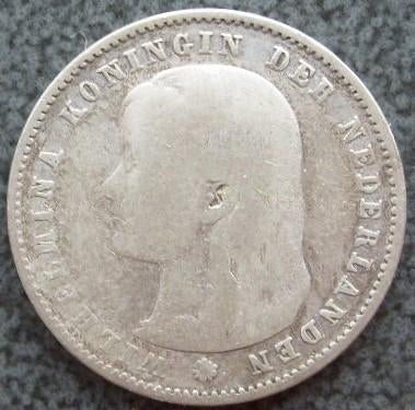 Schaars zilveren kwartje - 25 cent 1894., Verzenden, Zilver, 25 cent, Koningin Wilhelmina