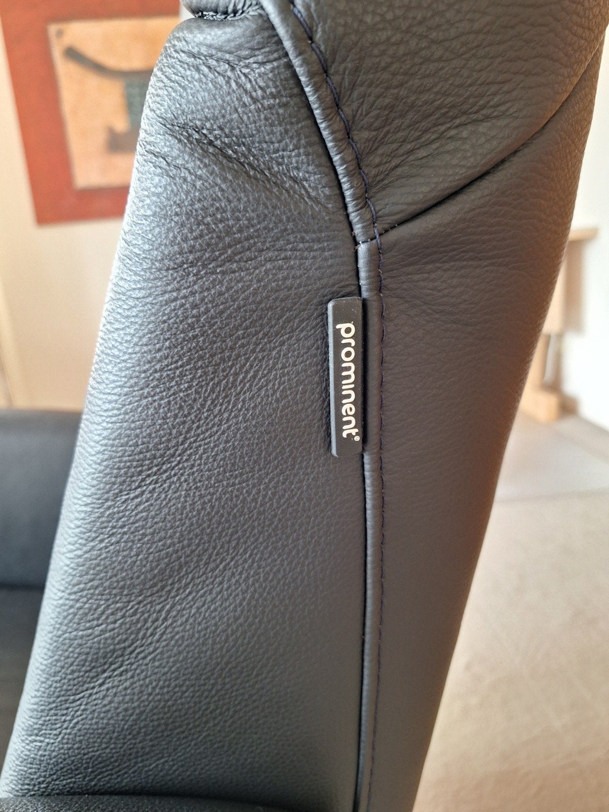 Foto 4 van Prominent Relaxfauteuil - Antraciet/Donkerblauw Leer