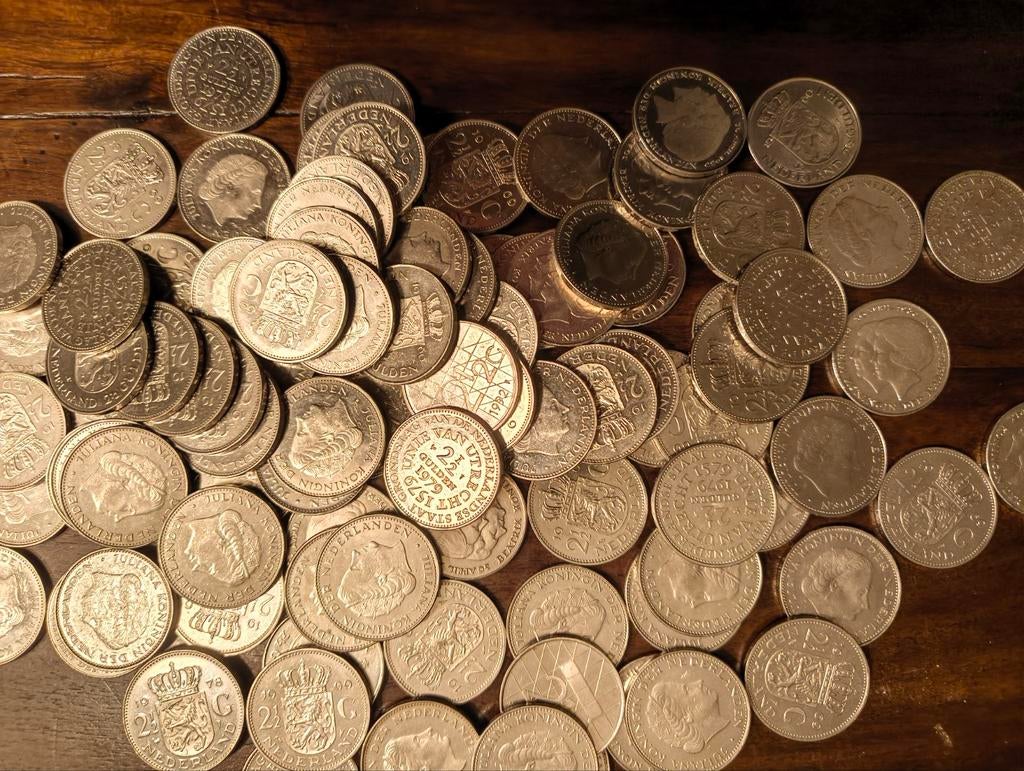 Partij nikkelen rijksdaalders., Postzegels en Munten, Munten | Nederland, Ophalen of Verzenden, Koningin Juliana, 2½ gulden