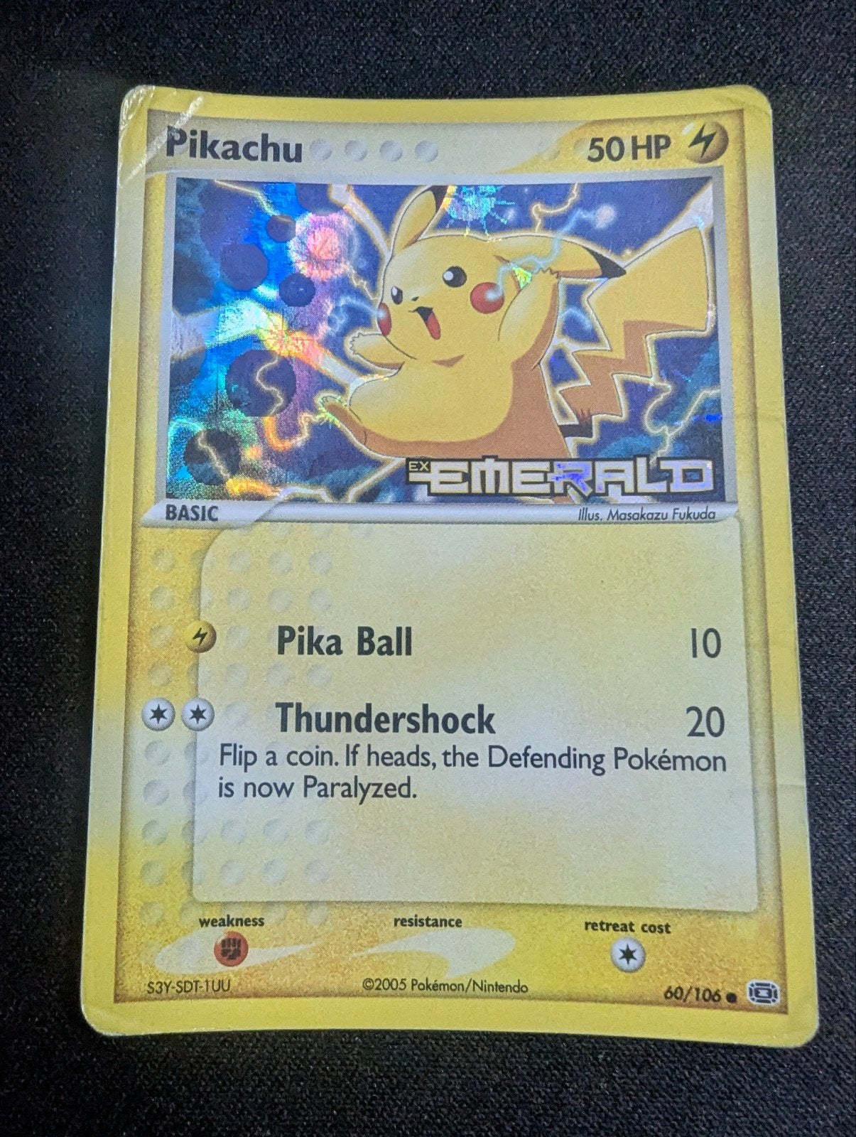 Pikachu ex Emerald Stamped Pokémon kaart, Ophalen of Verzenden, Gebruikt, Losse kaart, Foil