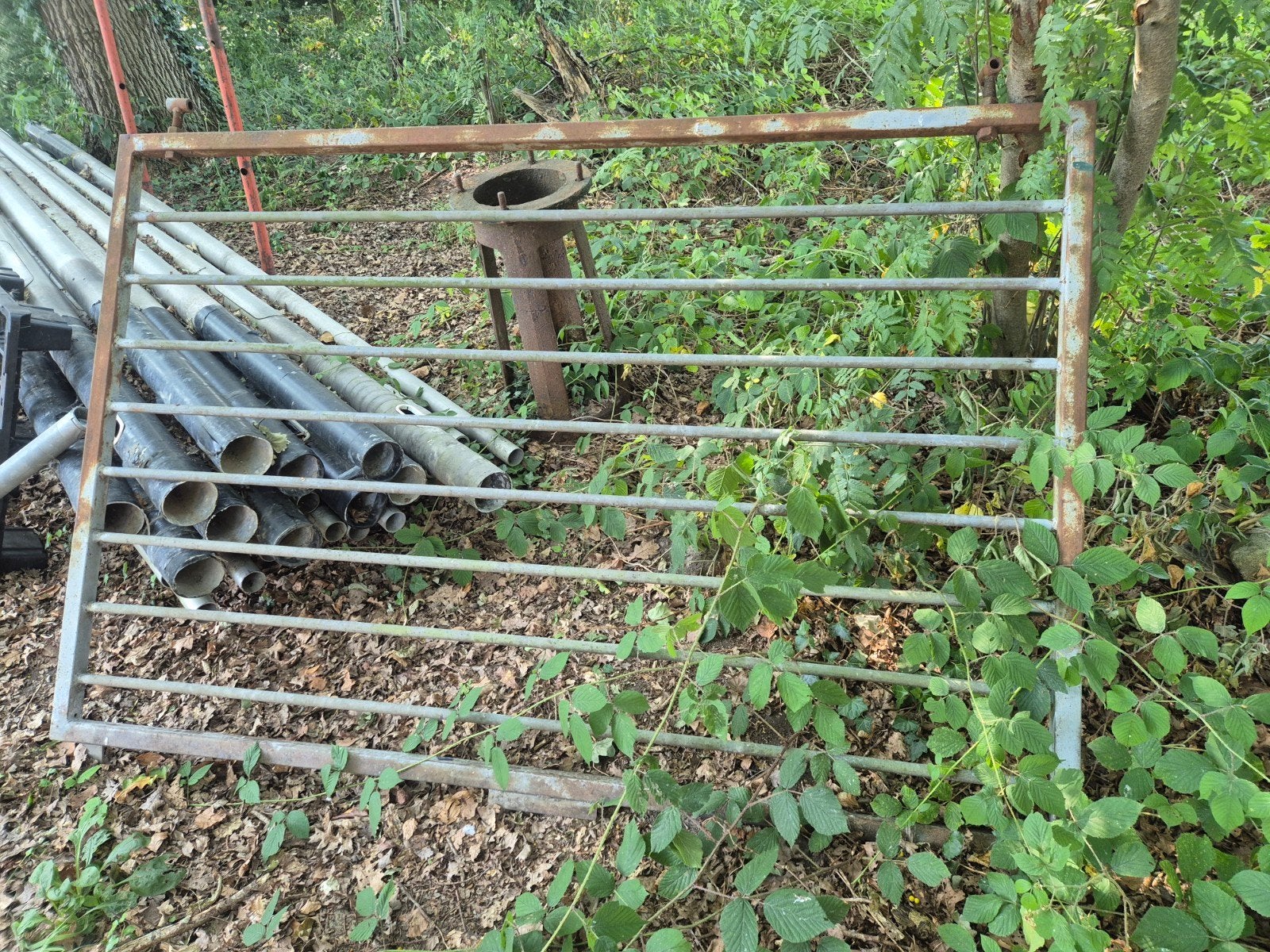 Tuinpoort spijlen hekwerk + staander gegalvaniseerd ijzer, Ophalen, Gebruikt, IJzer, Spijlenhekwerk
