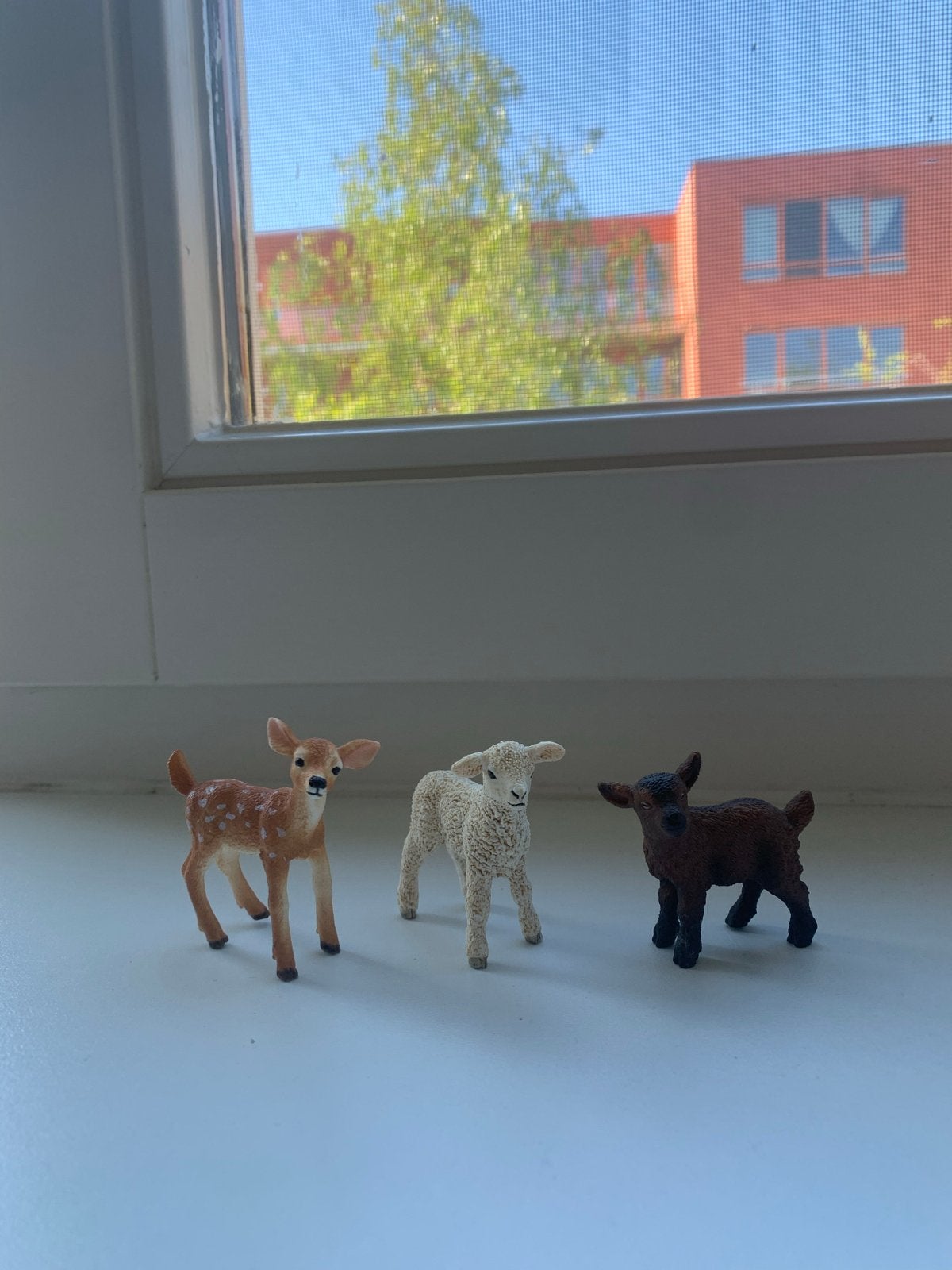 Schleich boerderij baby's: hertje, ezeltje, geitje en lam, Verzamelen, Ophalen of Verzenden, Zo goed als nieuw