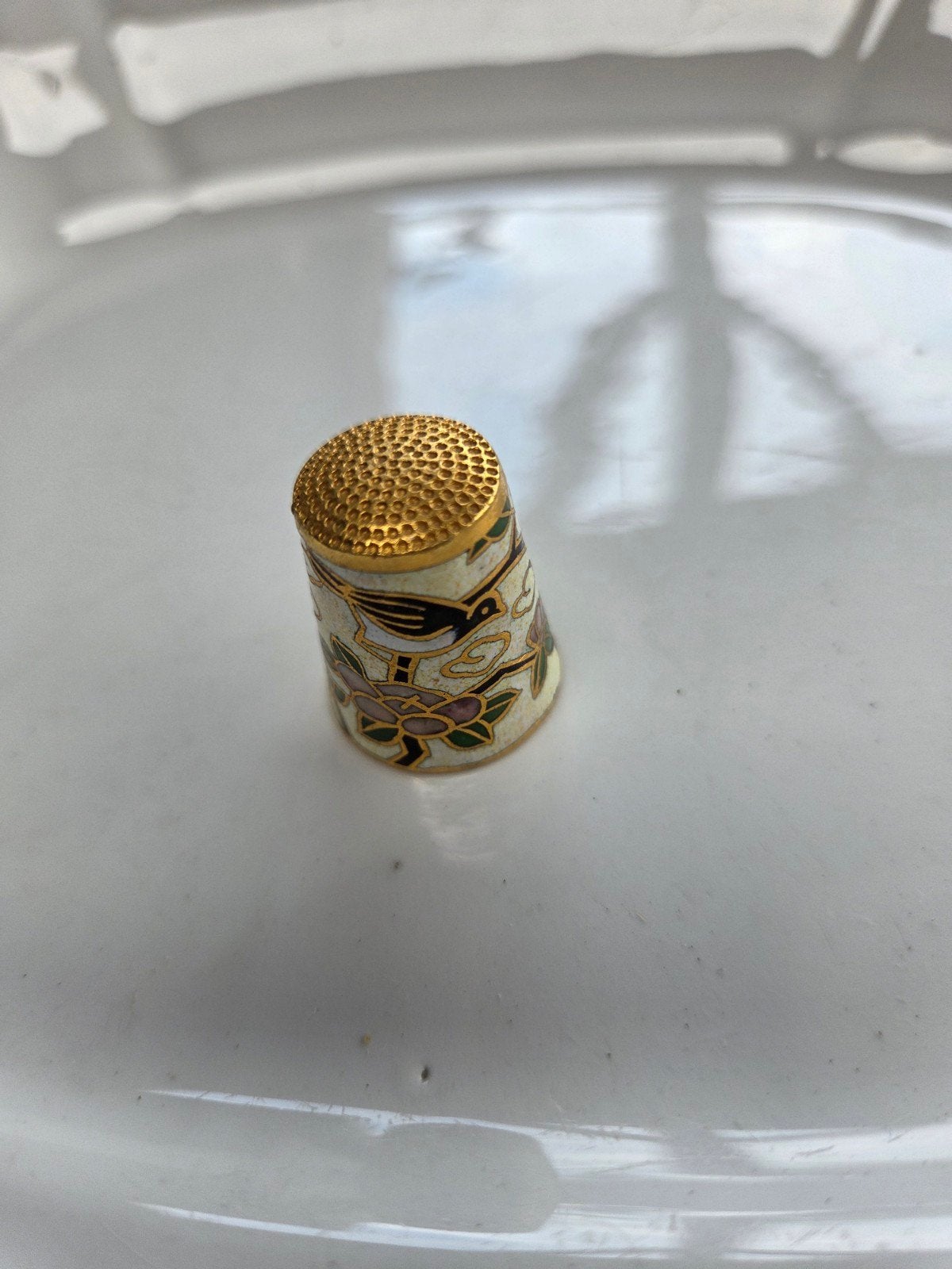 oude cloisonne vingerhoed, Verzenden, Gebruikt, Overige materialen, Buitenland